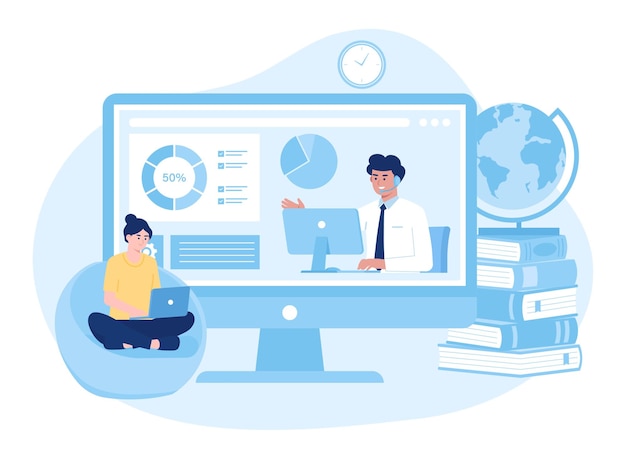 Online-Business-Webinar-Trendkonzept, flache Illustration