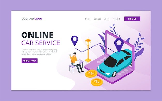 Online Car Service Landing Page Vorlage