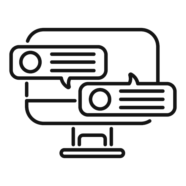 Online-Computer-Chat-Hilfe-Symbol-Umriss-Vektor Unterstützung Hilfe