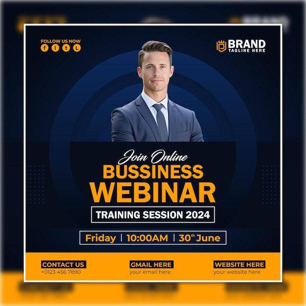 Online-E-Commerce-Webinar Social-Media-Banner und Live-Webinar-Post-Vorlage für das Webinar