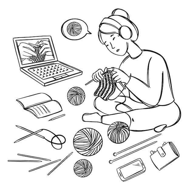 Online hobby learning needlewoman konzept im internet