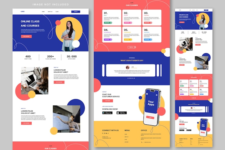 Vektor online-klasse und kurse landing page design vorlage