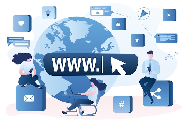 Online-Kommunikation Internet-Surfen Konzept Globale soziale Netzwerke und Messaging Flachvektor