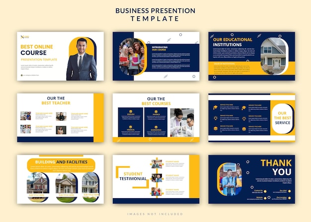 Online-Kurse Bildung bearbeitbare Powerpoint-Präsentationsfolienvorlagen