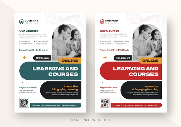 Online-Kursflyer, Schulflyer-Vorlage, druckfertig