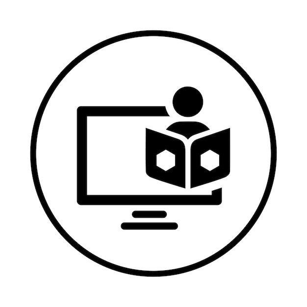 Online-Lern-Symbol Schwarz-Vektor-Illustration