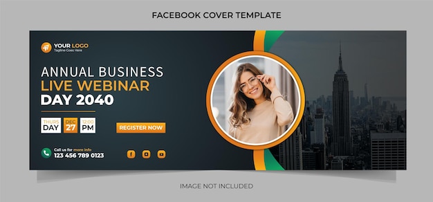 Online-live-webinar des facebook-banners der annual business conference oder des web-template-design-vektor-eps