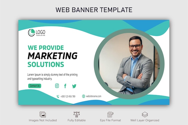 Online-Marketing-Webinar Facebook-Cover und Web-Banner-Vorlage.