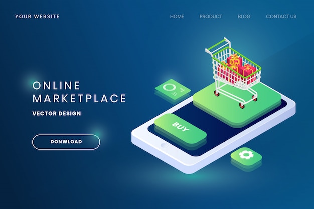 Vektor online marktplatz-illustration