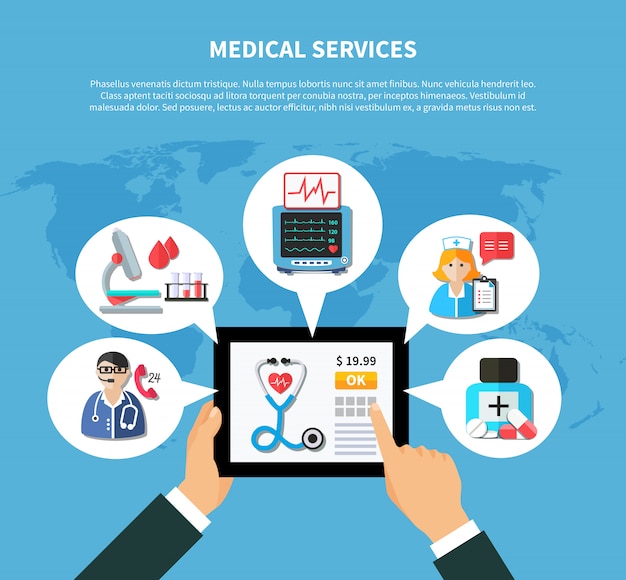 Online medical services flaches design