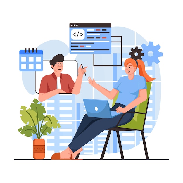 Online-meeting mit kunden flat illustration