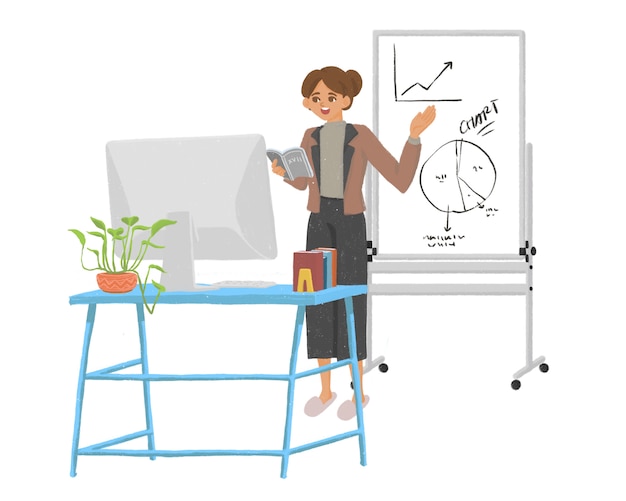 Online-schullehrerin neue normale illustration