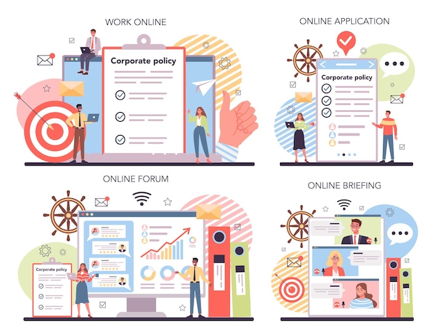 Vektor online-service oder plattformset der unternehmensorganisation