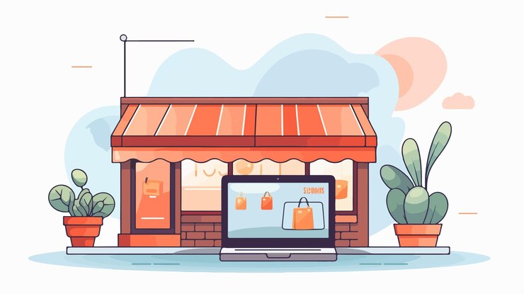 Vektor online-shop cartoon-vektorillustration isoliert