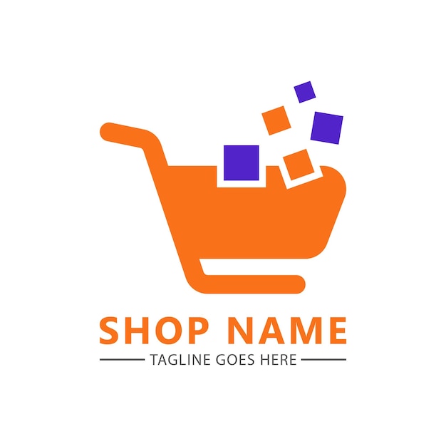 Online-shop-logo. e-commerce-logo-shopping-logo