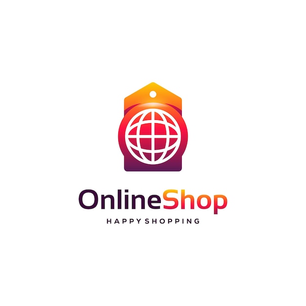 Vektor online shop logo entwirft konzept, website und preisschild shopping logo vorlage