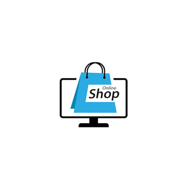 Vektor online-shop-logo-technologie-symbol-design-vektor-einzelhandel-web-markt-kauf
