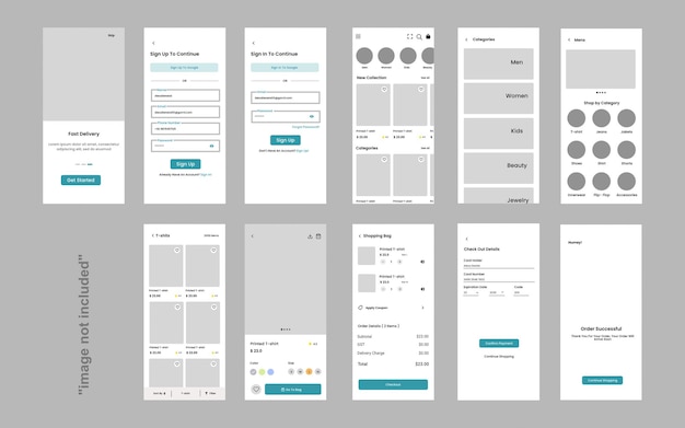 Online-shopping-app ui ux-vorlage für mobile app