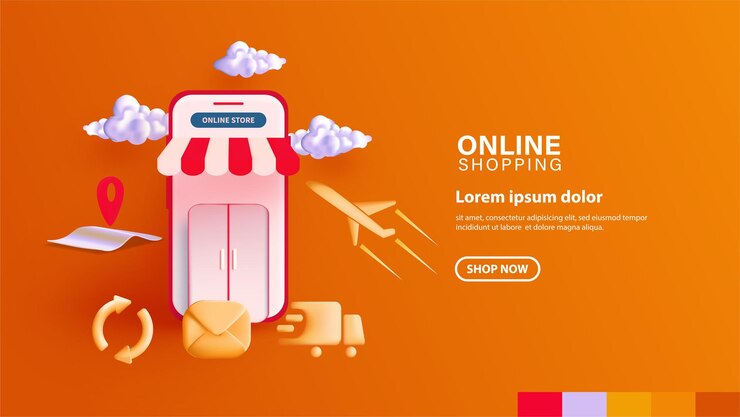 Online-Shopping auf der Website oder auf der Zielseite der mobilen Anwendung Marketing und digitales Marketing