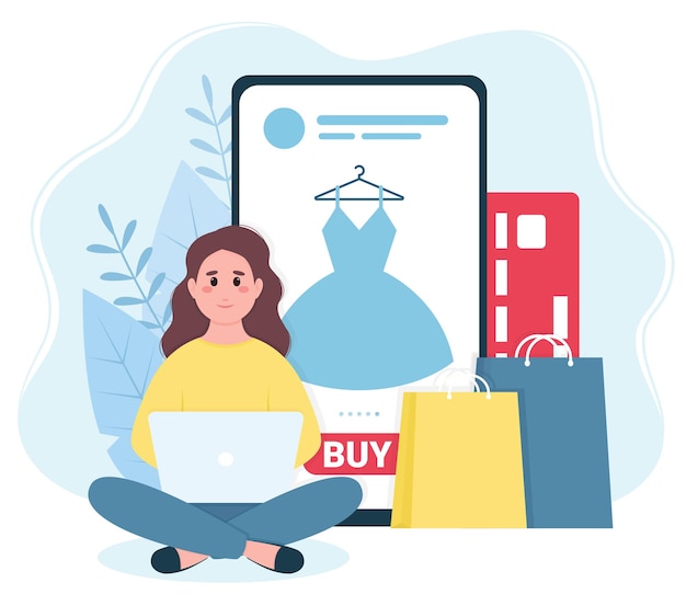 Vektor online-shopping bestellung in einem online-shop einkaufen ohne das haus zu verlassen bestellung per smartphone und zahlung per bankkarte vektordarstellung in flachem stil