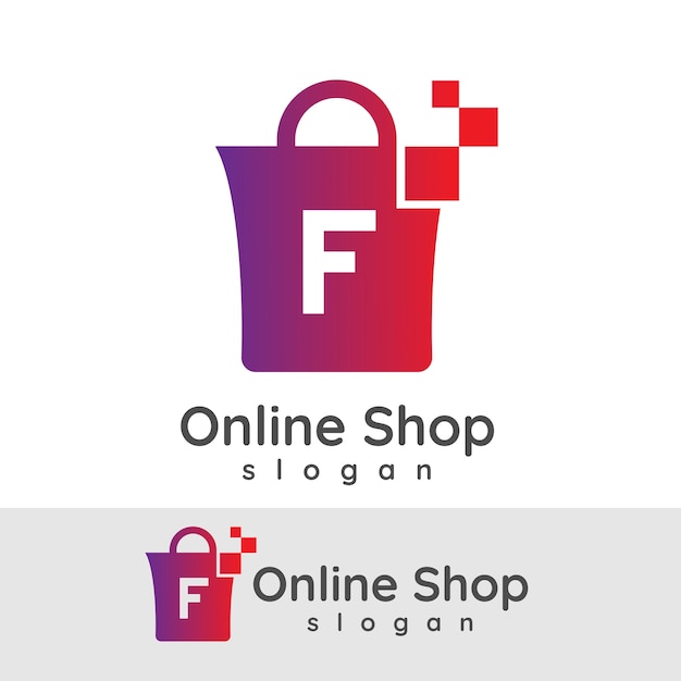 Vektor online-shopping ersten buchstaben f logo design