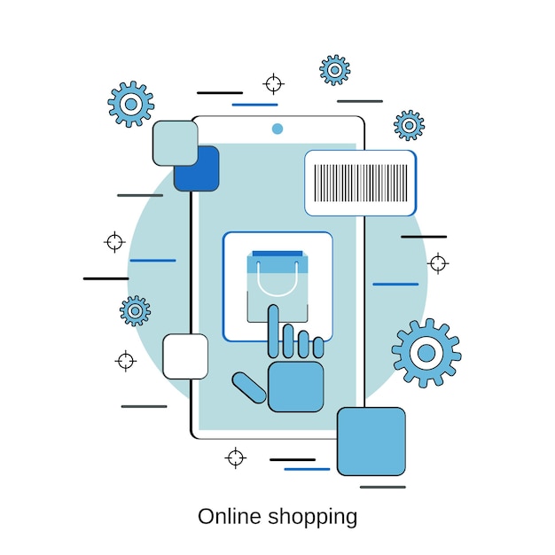 Online-shopping flache design-stil-vektor-konzept-illustration