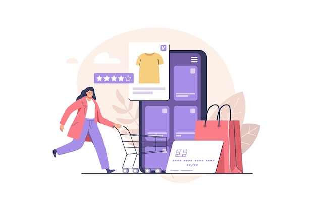 Online-shopping großer saisonaler verkauf und rabatt im ladengeschäft mall vector illustration