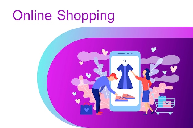 Online-shopping-konzept mit charakteren