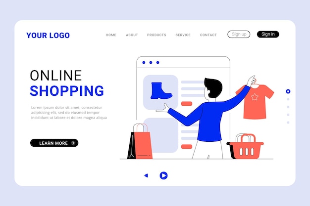 Vektor online-shopping-landing-page-vorlage vektor-illustration