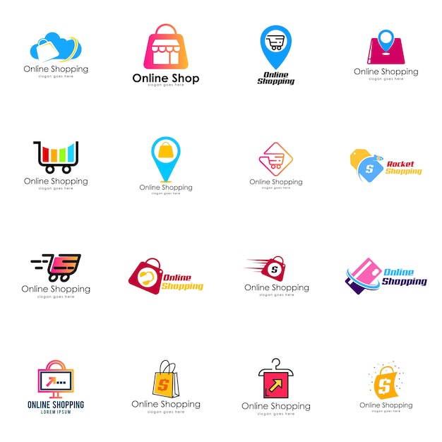 Online-shopping-logo-set