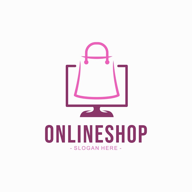 Online-shopping-logo und schild im minimalistischen line-art-stil