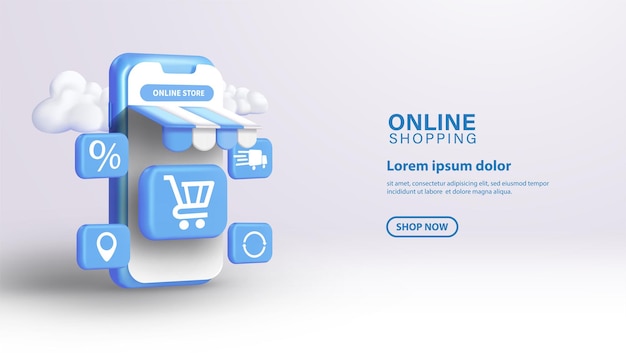 Vektor online-shopping mit hintergrund