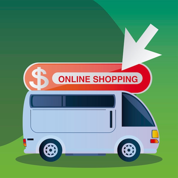 Online-shopping-truck, express-lieferservice abbildung