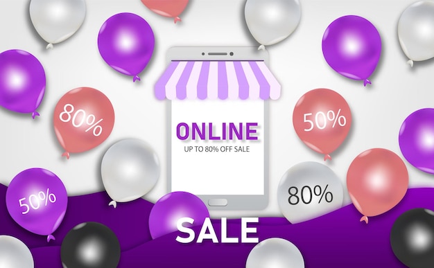 Online-shopping-verkaufsmarketing für die textur des vektors
