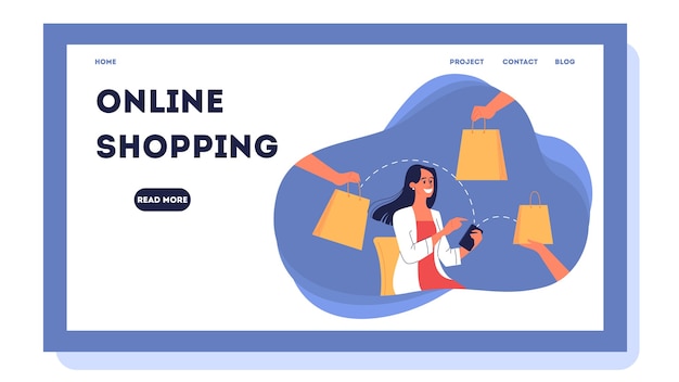 Online-Shopping-Web-Banner. Kundendienst und Lieferung, Nachverfolgung und Kauf. E-Commerce-Webbanner. Online-Shopping und Mobile Marketing. Illustration