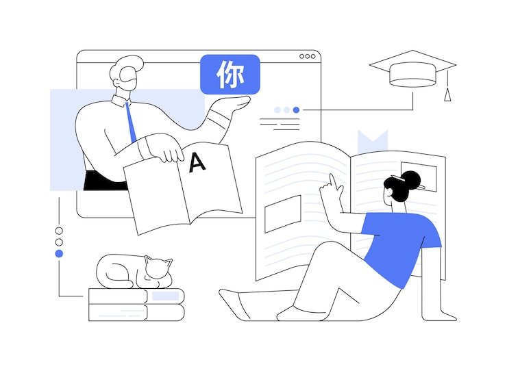 Vektor online-sprachunterricht abstrakte konzeptvektorillustration