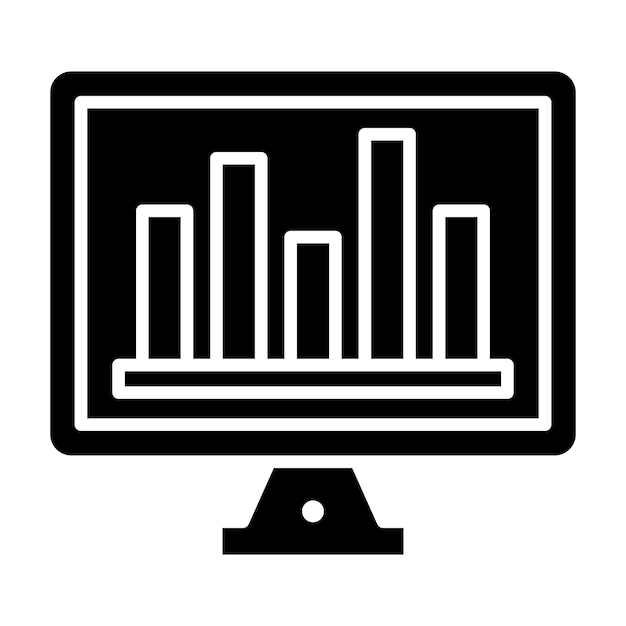 Online-Stabdiagramm Glyph Solide schwarze Illustration