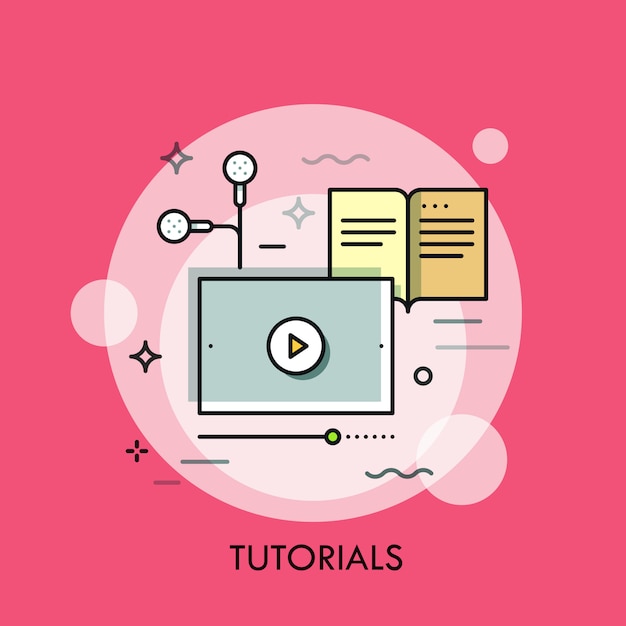 Online-Studium dünne Linie Illustration