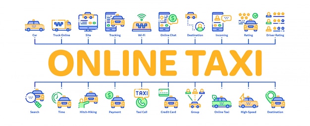 Online taxi minimal infografik banner