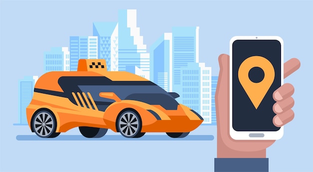Vektor online-taxi-service für mobile anwendungen bestellen