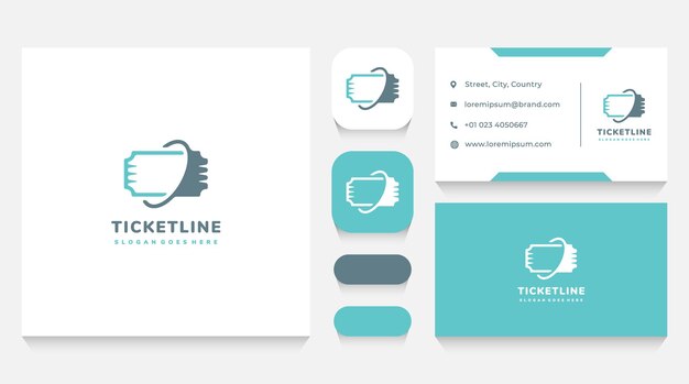 Online-ticket-logo-vorlage und visitenkarte