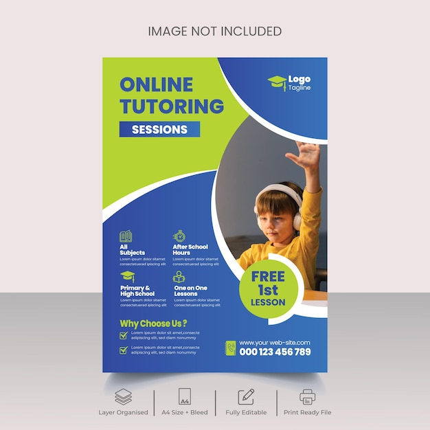 Online-Tutor-Service-Flyer-Vorlagendesign