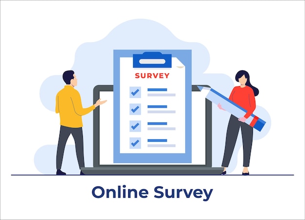 Online-Umfrage-Konzept Personen, die das Umfragebild ausfüllen Feedback-Dienst Online-Test