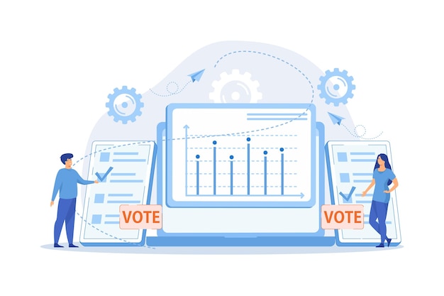 Online-wahlen. wähler, der wahl trifft. wählerschaft äußert meinung. elektronische abstimmung,