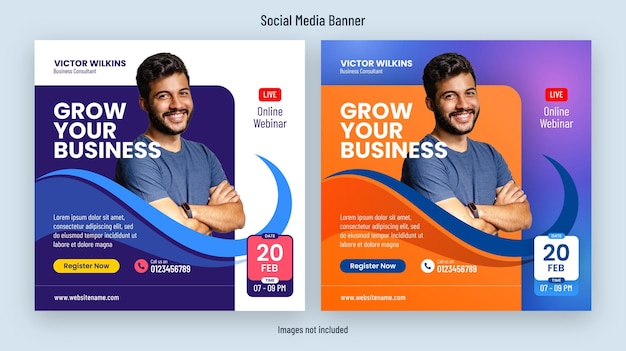 Online-webinar für das design von social-media-beitragsvorlagen für geschäftswachstum
