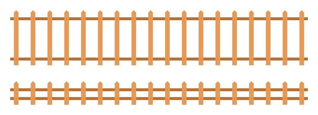 Ooden-zaun in flacher vektorillustration isoliert auf weiß