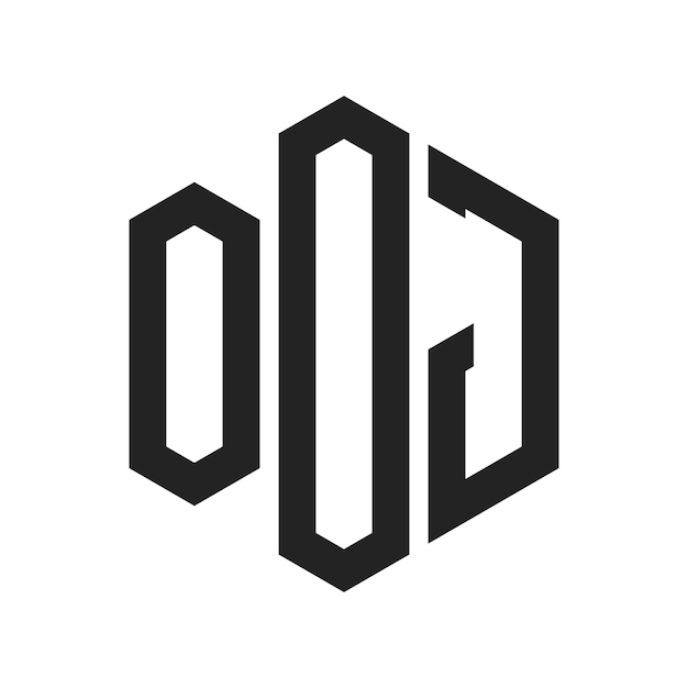 OOJ-Logo-Design Anfangsbuchstaben OOJ Monogramm-Logo in sechseckiger Form
