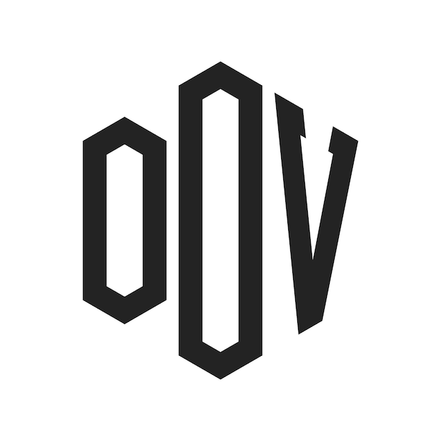 OOV-Logo-Design Anfangsbuchstaben OOV-Monogramm-Logo in sechseckiger Form