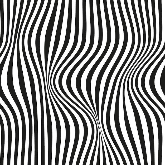 Op-art-welle nahtloses muster streifenlinien monochrome wellen optische illusion verzerrtes muster