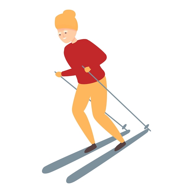 Opa Skifahren Symbol Cartoon-Vektor Reisen Senior Alter Mann